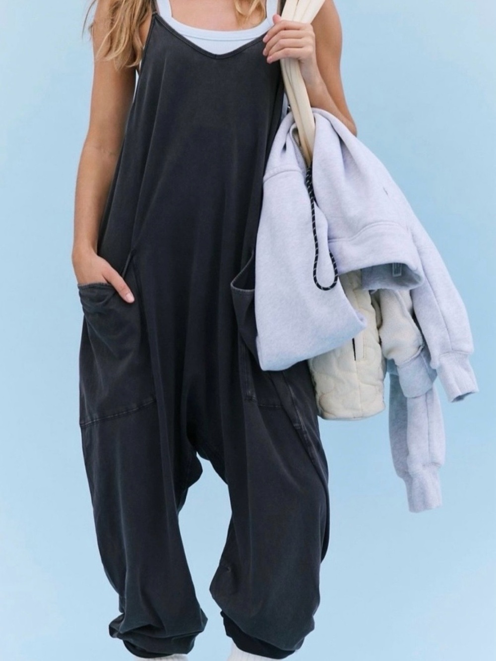 Free People FP Movement Hotshot Onsie Black Medium Oversized